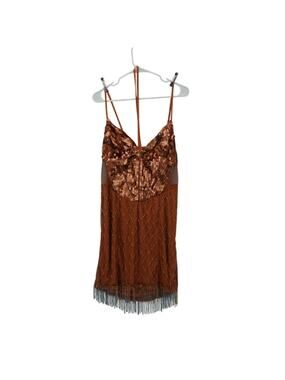 Asos Design Gold Beaded Backless Dress Size 12